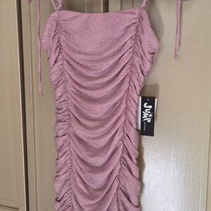 Pink Ruched Mini Dress
